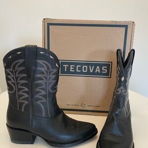 Tecovas Women’s Black Western Boots with White Stitching - In Box, Size 8.5